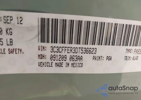 2013 Fiat 500C Lounge z USA, uszkodzony, nr VIN 3C3CFFER3DT536623